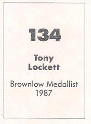 1990 Select AFL Stickers #134 Tony Lockett Back